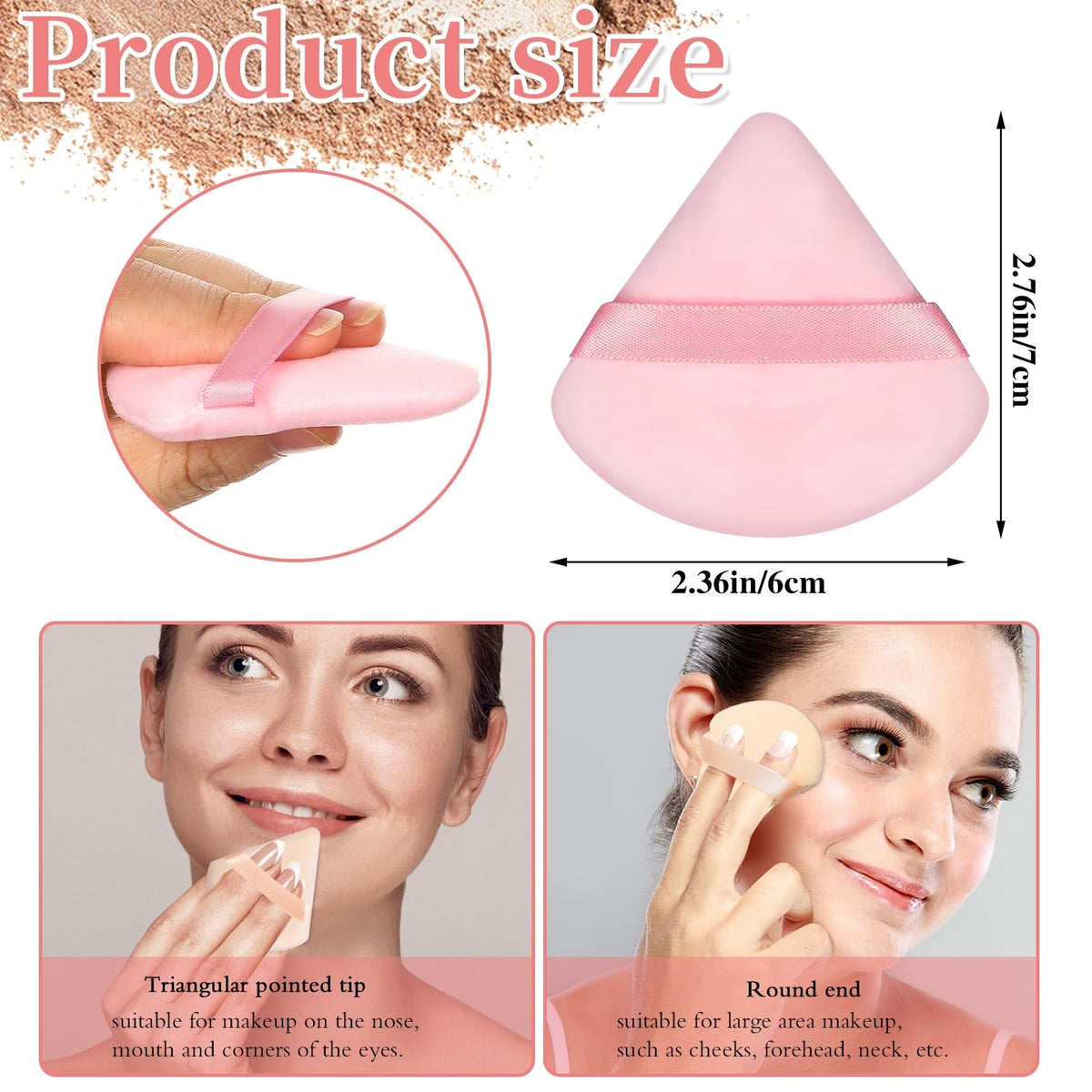 Pimoys pink powder puffs triangle and circle design