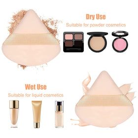 Pimoys powder puff being used for makeup application on the face