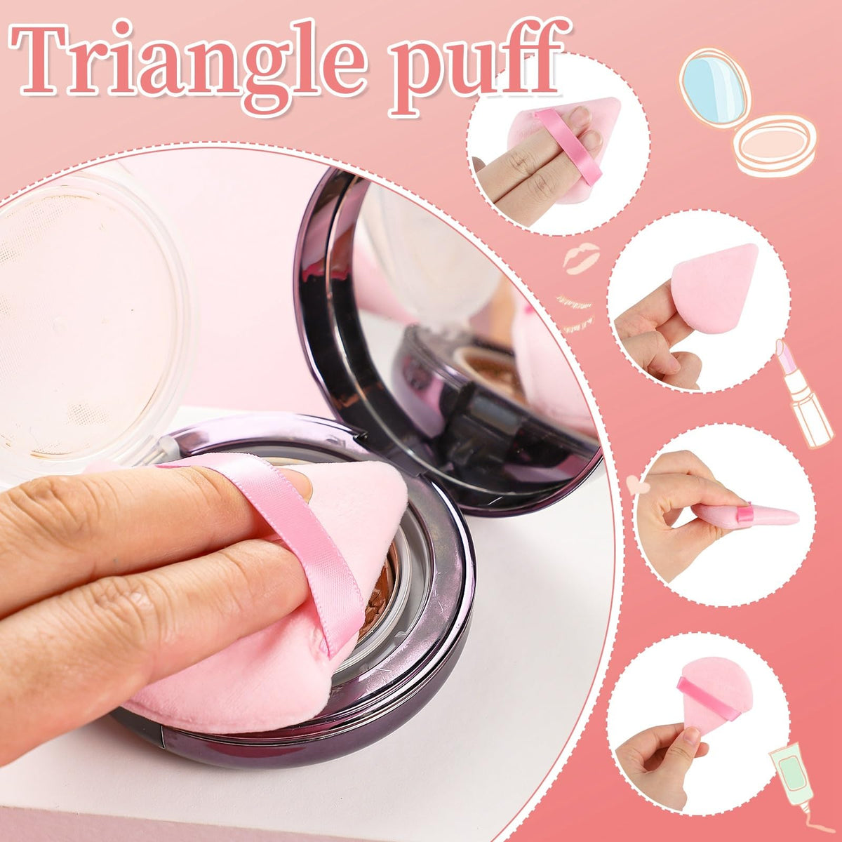 Pimoys powder puff in hand demonstrating size