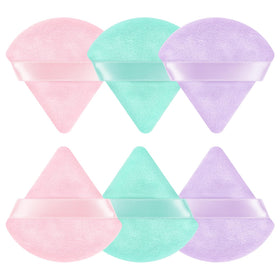 Pimoys Powder Puffs 6 pack triangle and round makeup sponges front view