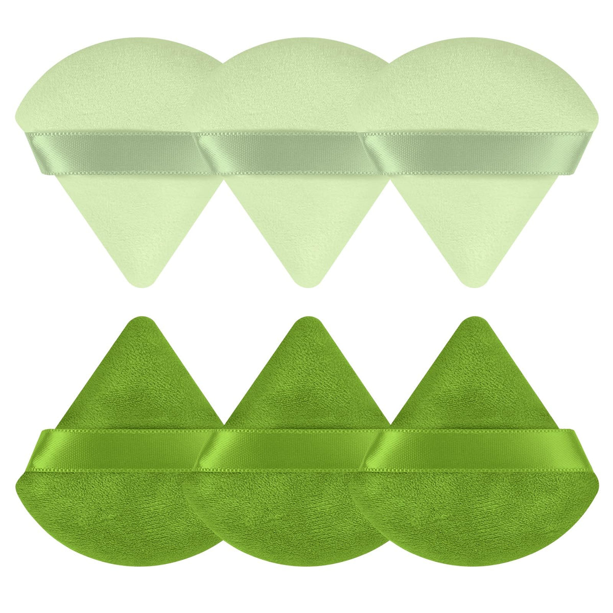 Pimoys Powder Puffs 6 pack triangle and round makeup sponges in green