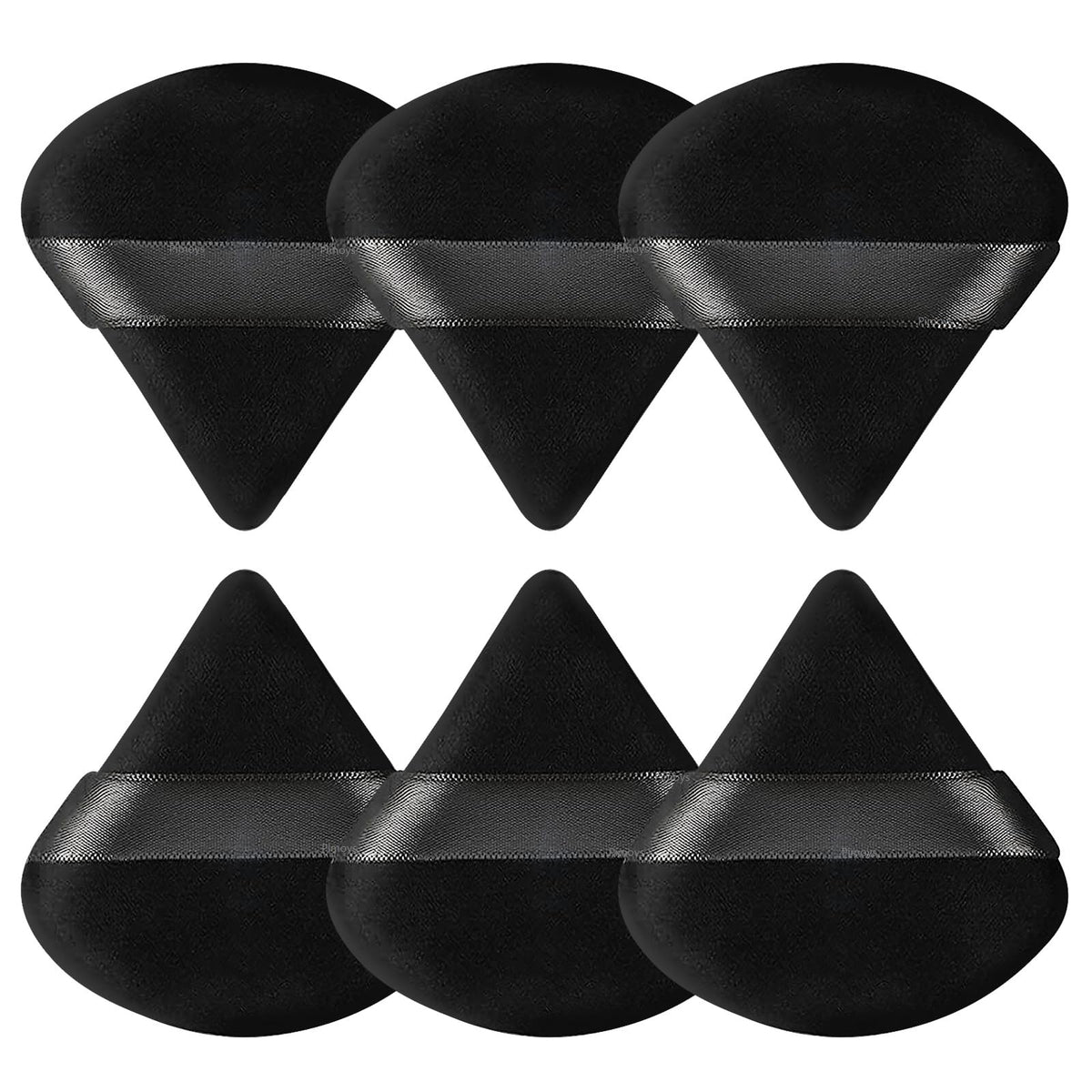 Pimoys Powder Puffs 6 Pack Triangle Makeup Puff in black, front view