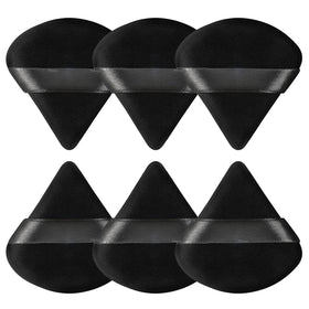Pimoys Powder Puffs 6 Pack Triangle Makeup Puff in black, front view