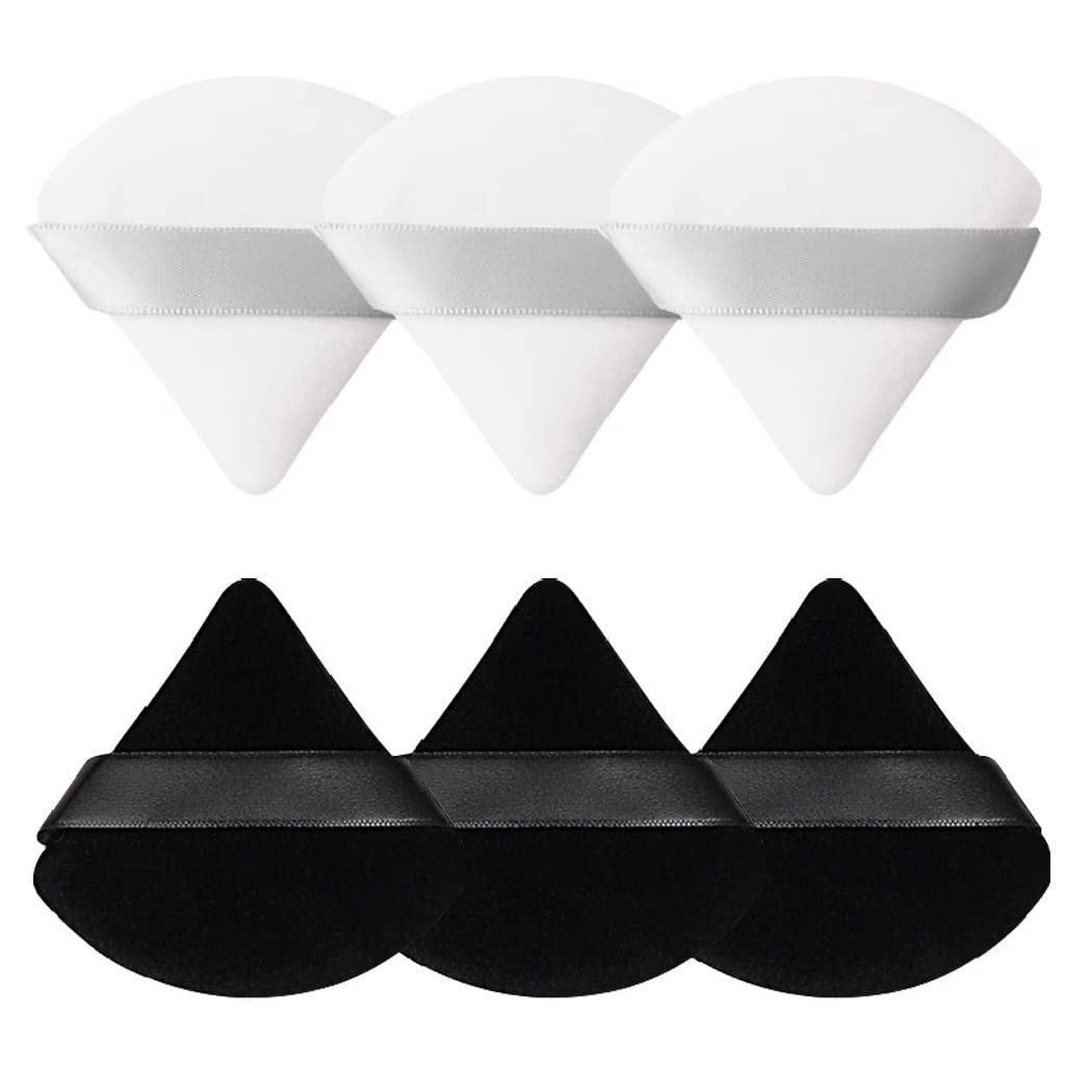 Pimoys Powder Puffs 6 pack triangle makeup puffs in assorted colours