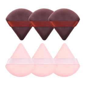 Pimoys Powder Puffs 6 Pack Triangle Velour Makeup Puffs front view