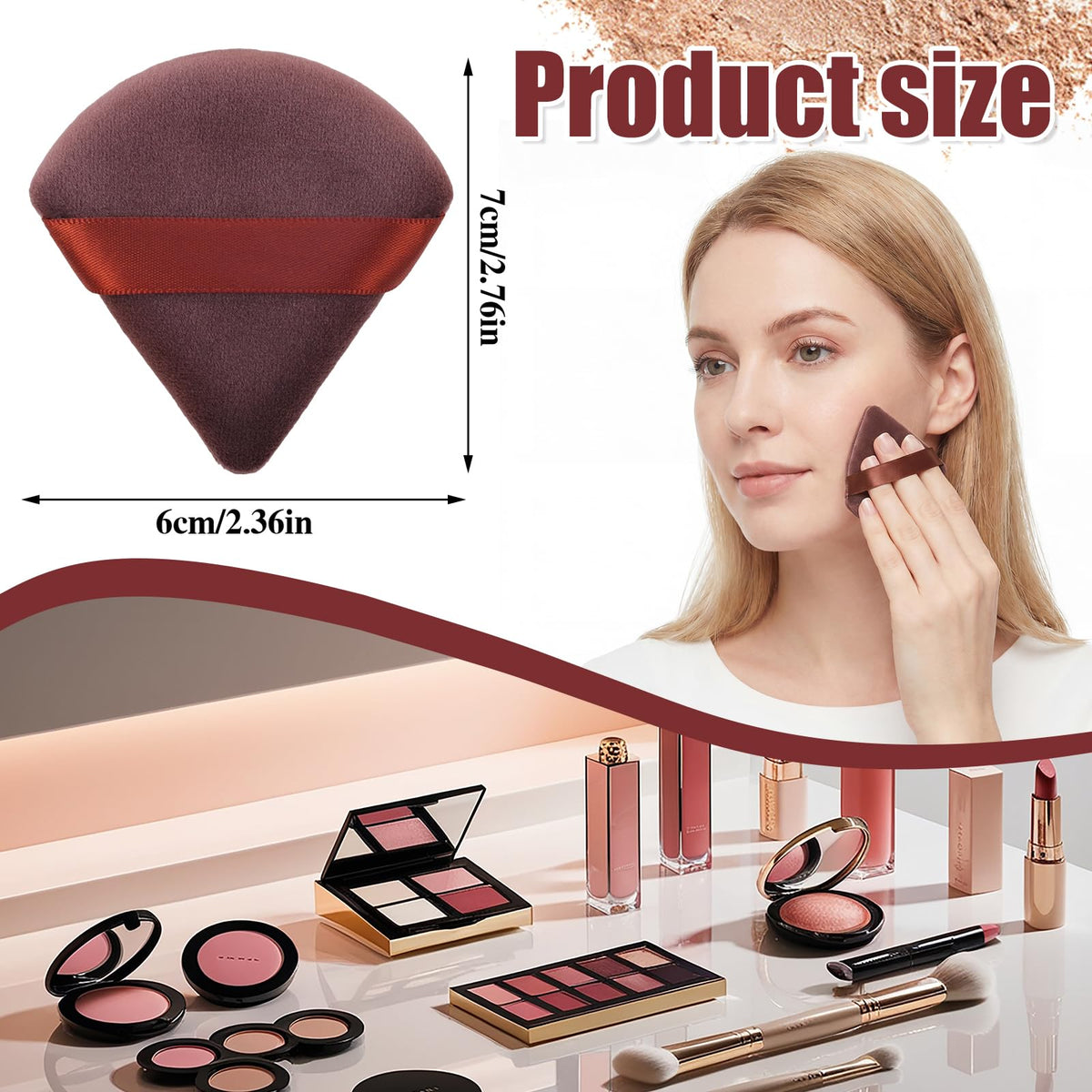 Pimoys Powder Puffs set on a makeup table