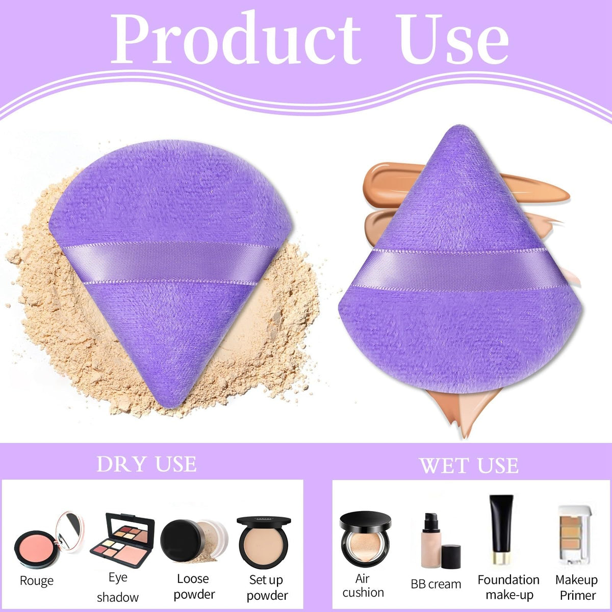 Pimoys round side of makeup sponge for foundation application
