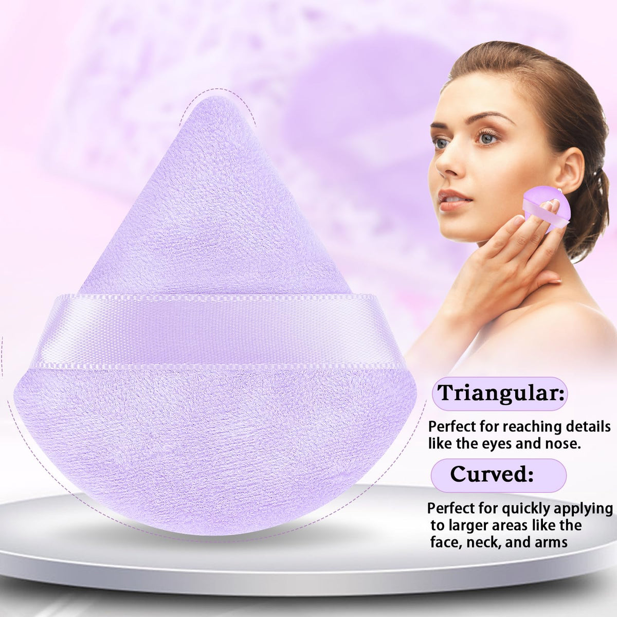 Pimoys Triangle Makeup Puff held in hand for easy application