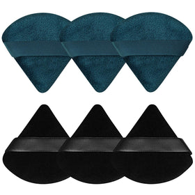 Pimoys Triangle Makeup Puffs 6 pack in black and peacock blue