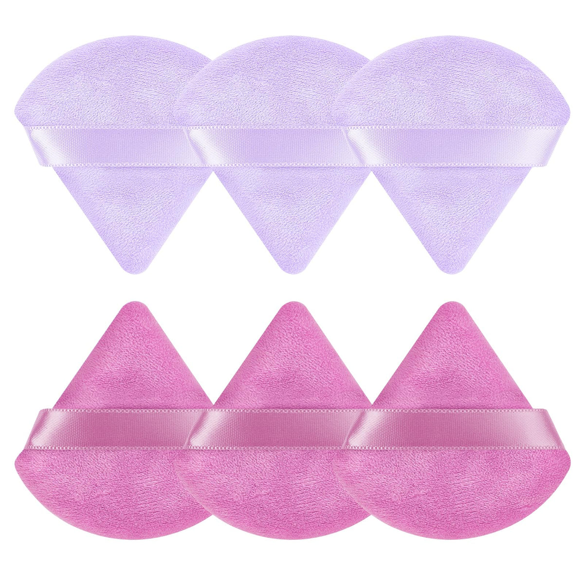 Pimoys Triangle Makeup Puffs 6 pack in purple with varied shapes