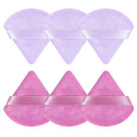 Pimoys Triangle Makeup Puffs 6 pack in purple with varied shapes