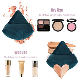 Pimoys Triangle Makeup Sponges arranged on a vanity