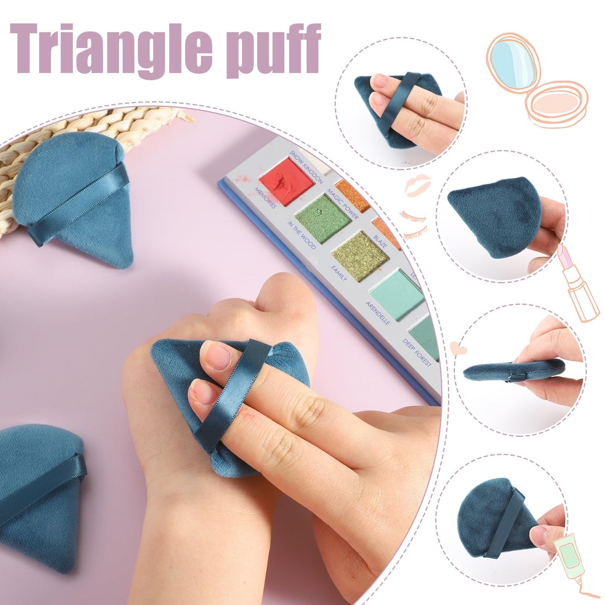 Pimoys Triangle Makeup Sponges in use applying foundation