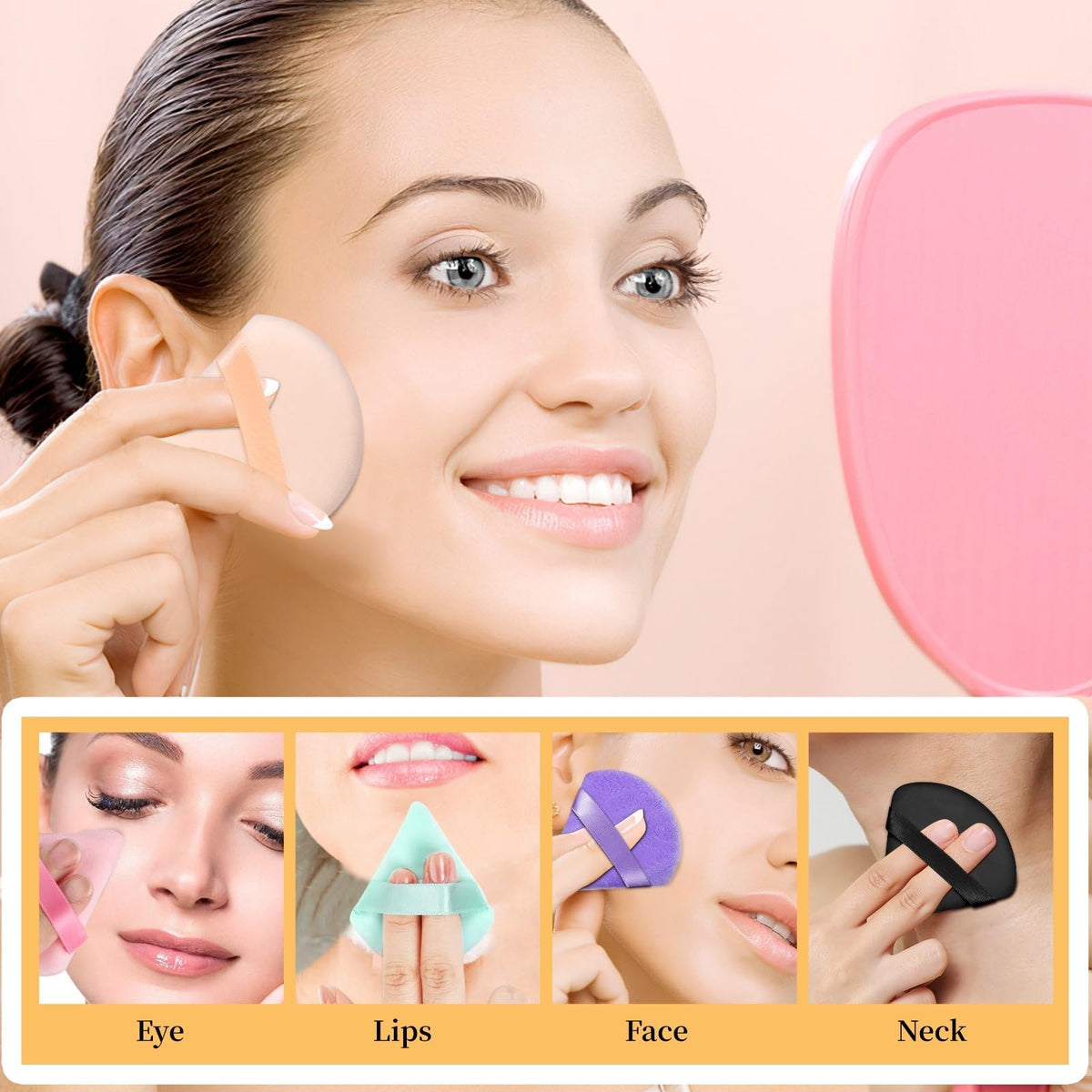 Pimoys Triangle Powder Puff demonstrating dry use
