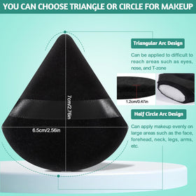 Pimoys Triangle Powder Puff showing round side for foundation application