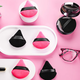Pimoys Triangle Powder Puff showing versatility for wet and dry use