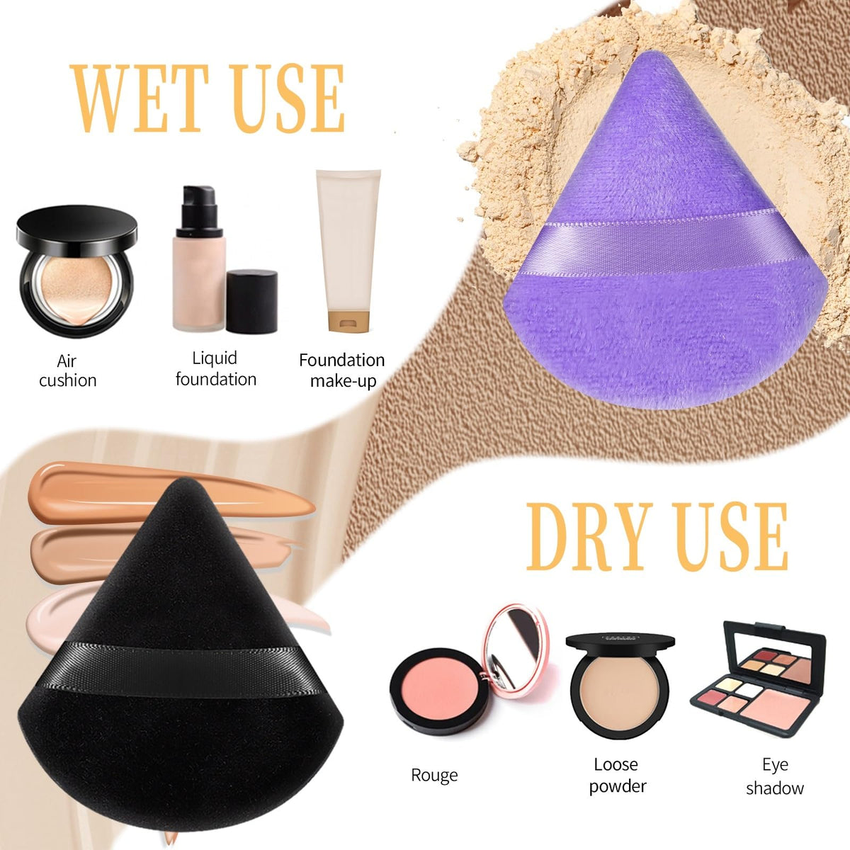 Pimoys Triangle Powder Puff with strap for better grip
