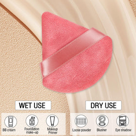 Pimoys Triangle Powder Puff with strap in hand