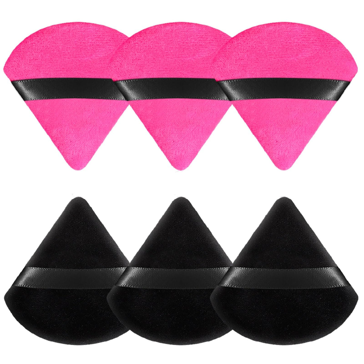 Pimoys Triangle Powder Puffs 6 Pack front view with soft velour texture