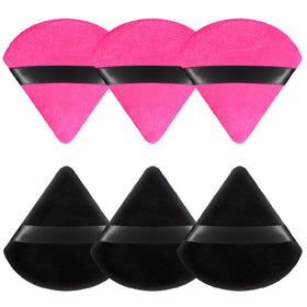 Pimoys Triangle Powder Puffs 6 Pack front view with soft velour texture