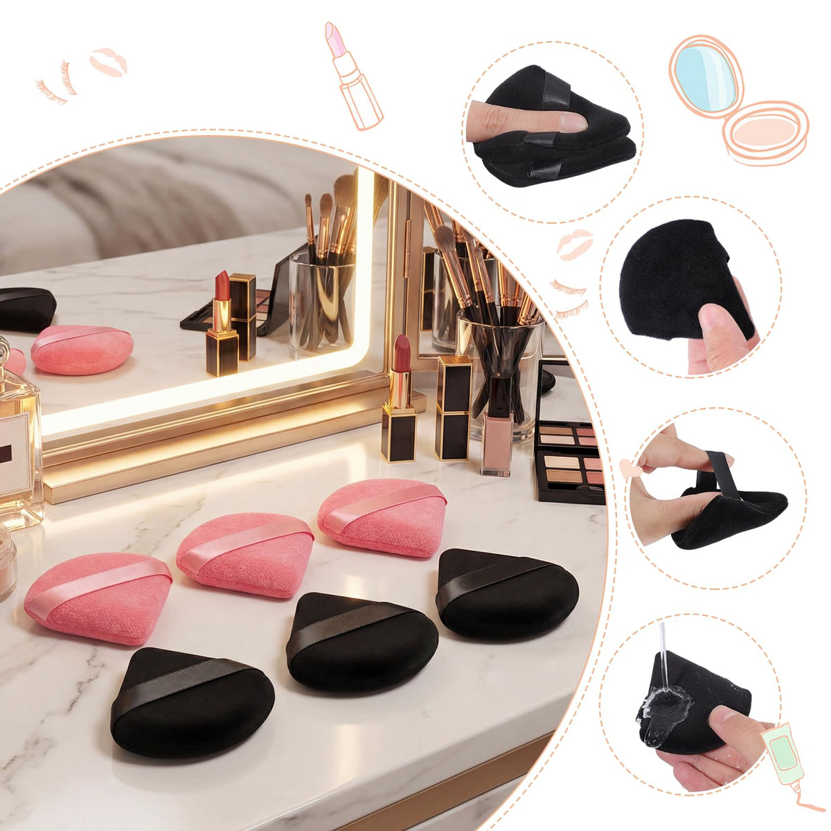 Pimoys Triangle Powder Puffs in packaging