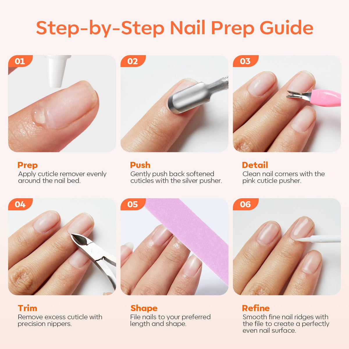 pink and white nail file from modelones Cuticle Remover Kit