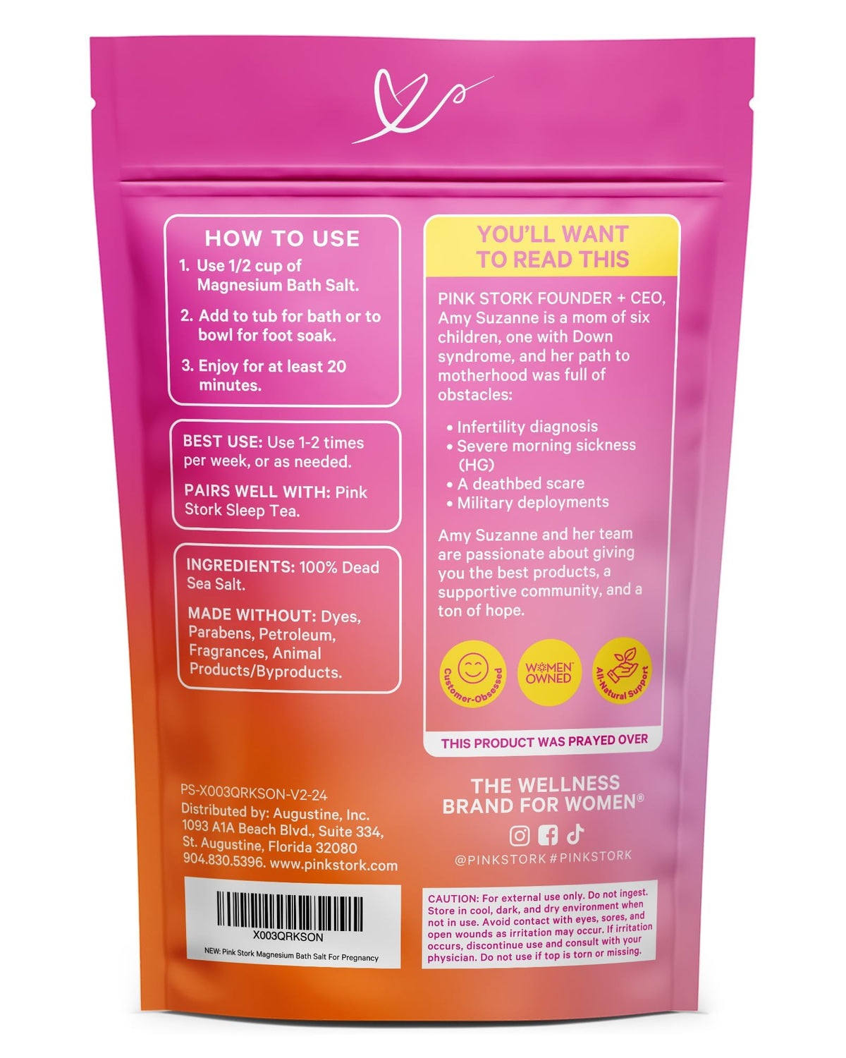 Pink Stork Pregnancy Bath Soak 2 lb with baby shower gift setup