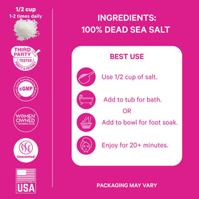 Pink Stork Pregnancy Bath Soak 2 lb with magnesium flakes in a bowl
