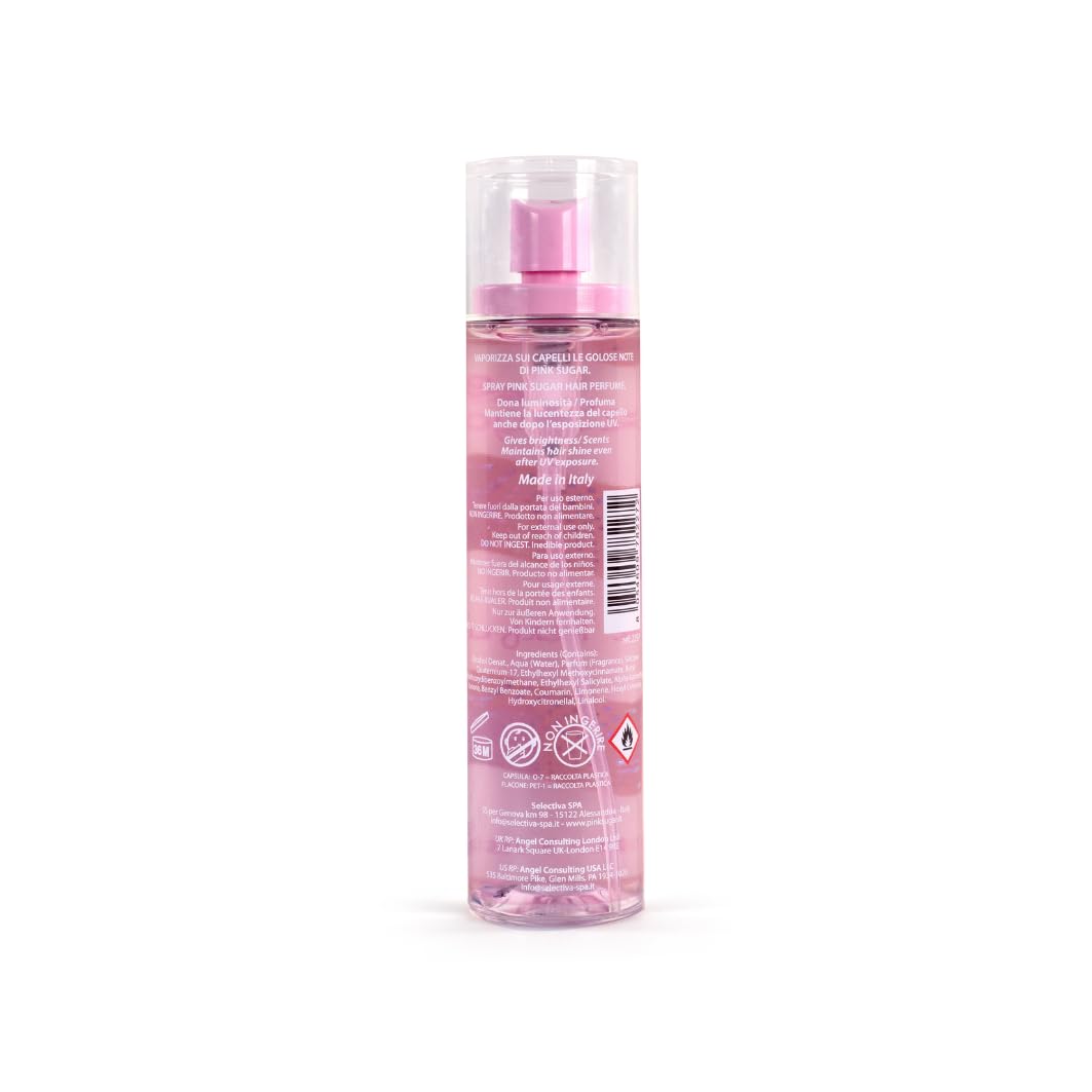 Pink Sugar Hair Perfume mist being sprayed on hair