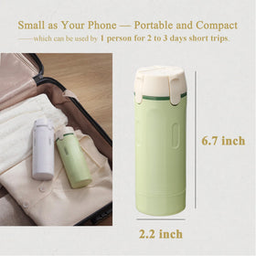 PIQOLA 4 in 1 Travel Dispenser Bottle side view showing pump heads