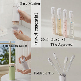 PIQOLA Travel Dispenser Bottle in a backpack for travel