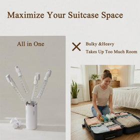 PIQOLA Travel Dispenser Bottle on a bathroom counter