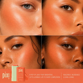 Pixi Blush Stick applied on lips for a fresh look