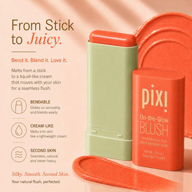 Pixi Blush Stick with packaging, highlighting clean ingredients