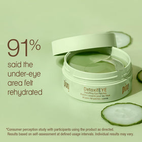 Pixi DetoxifEYE Hydrogel Under-Eye Patches in use