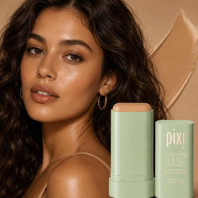 Pixi On-the-Glow Base Tinted Moisturiser Foundation Stick with other makeup products