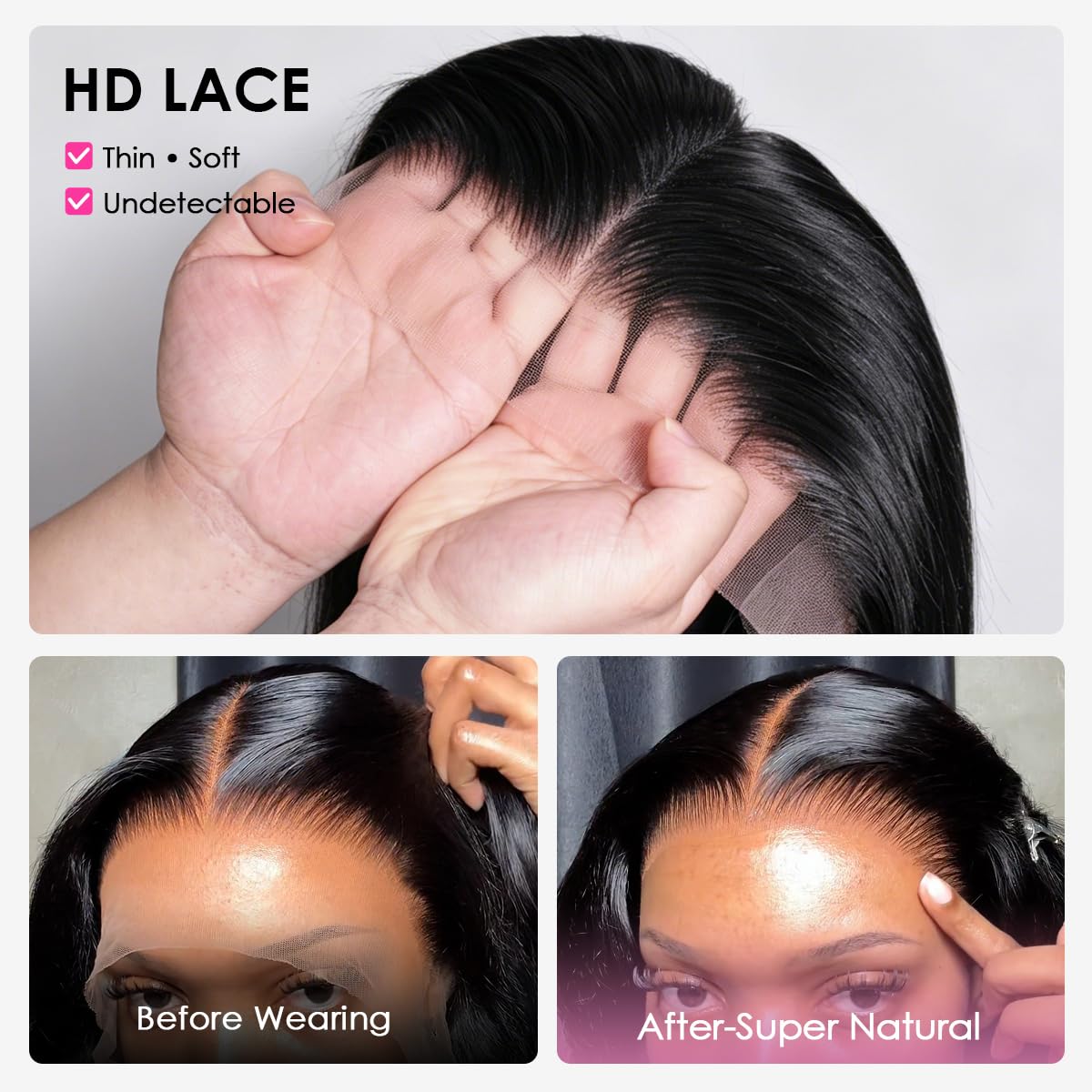 Pizazz 13x6 HD Transparent Lace Front Wig back view