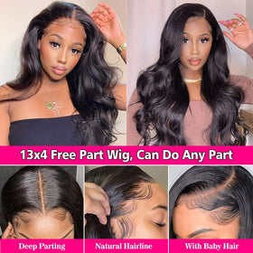 Pizazz Body Wave Lace Front Wig styled in a side part