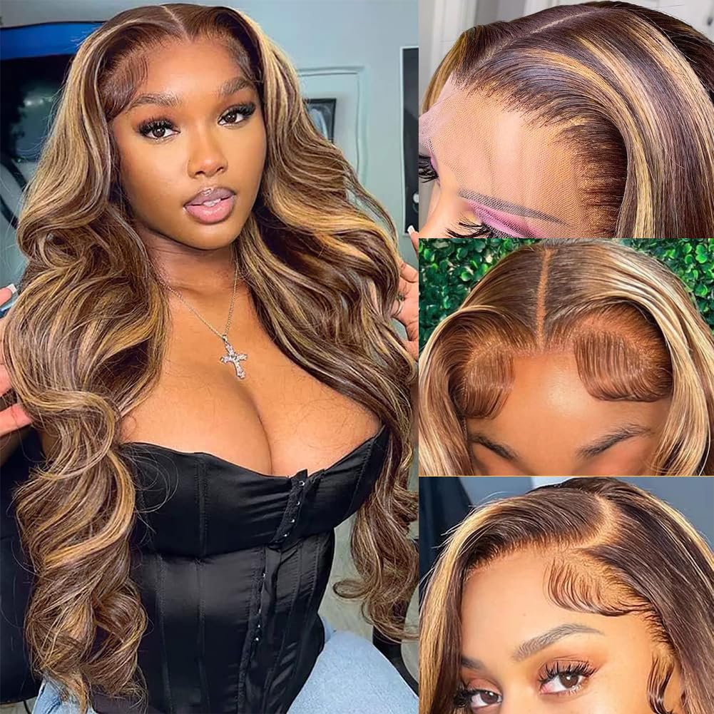 Pizazz Honey Blonde Lace Front Wig front view with body wave style