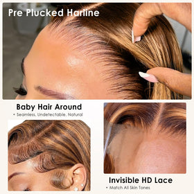 Pizazz Honey Blonde Lace Front Wig side view highlighting natural hairline