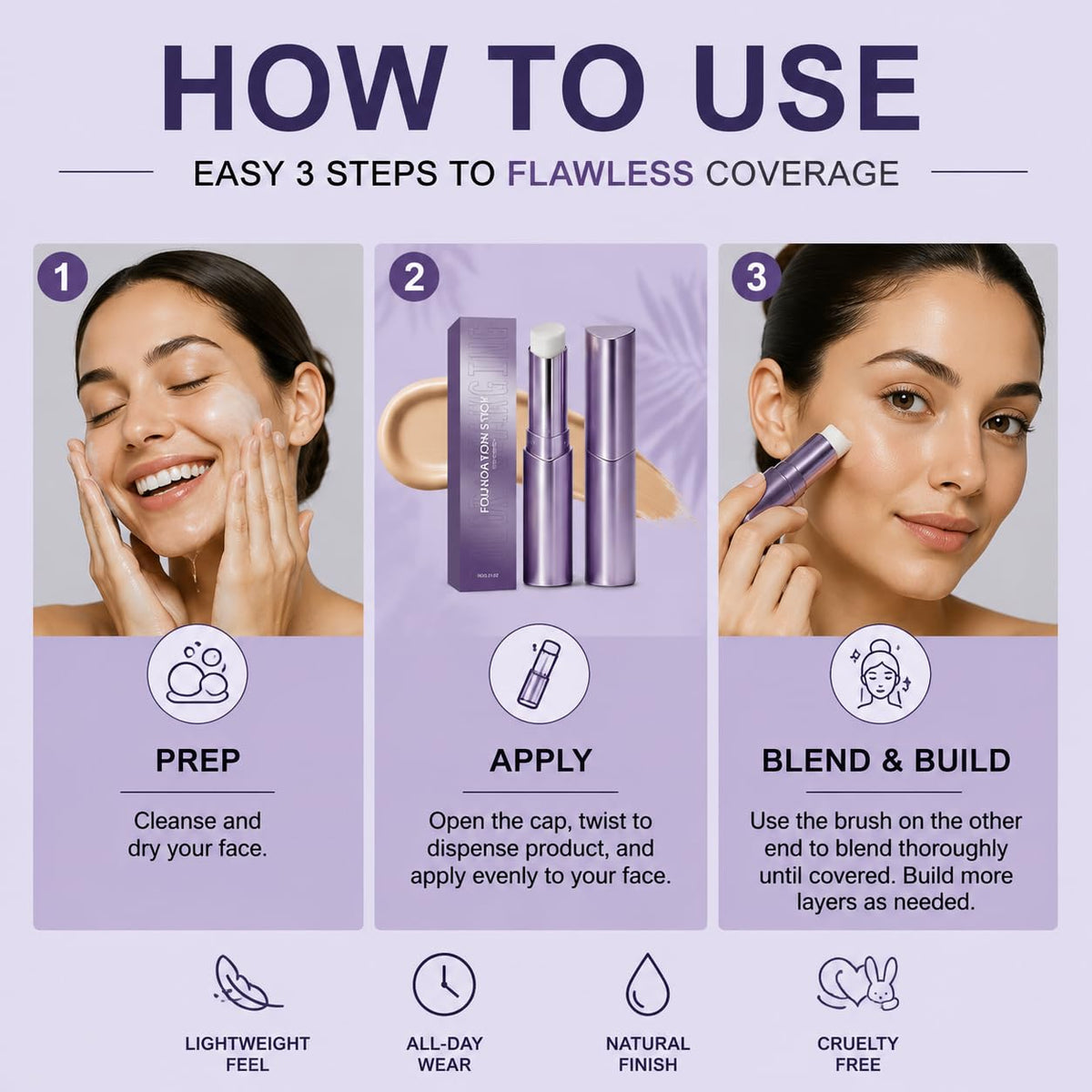 PKQAMQIU Foundation Stick application on skin