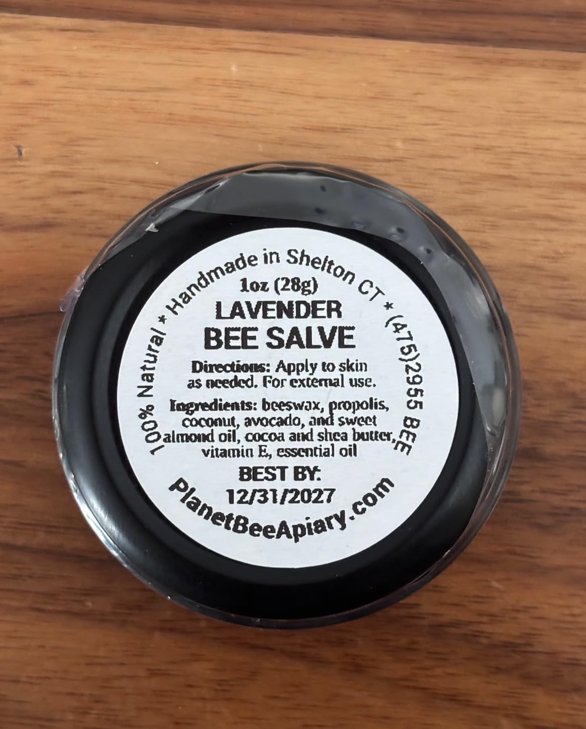 Planet Bee Apiary Lavender Bee Salve on hands