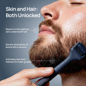 PLANTIFIQUE Derma Roller on a bathroom counter with skincare products