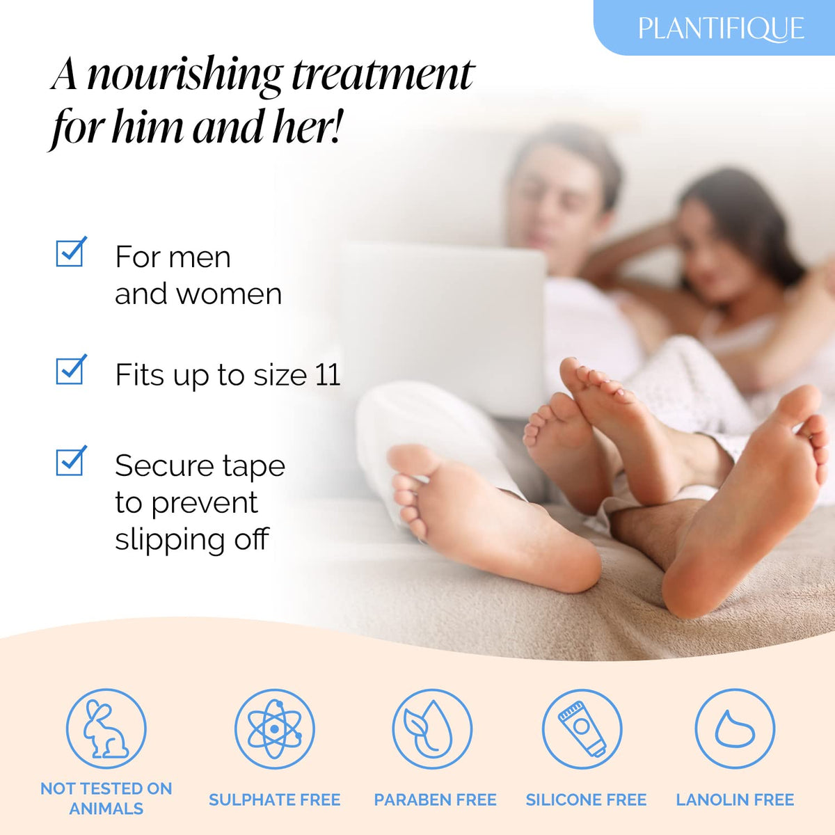 PLANTIFIQUE Hydrating Foot Mask Socks in a relaxing setting