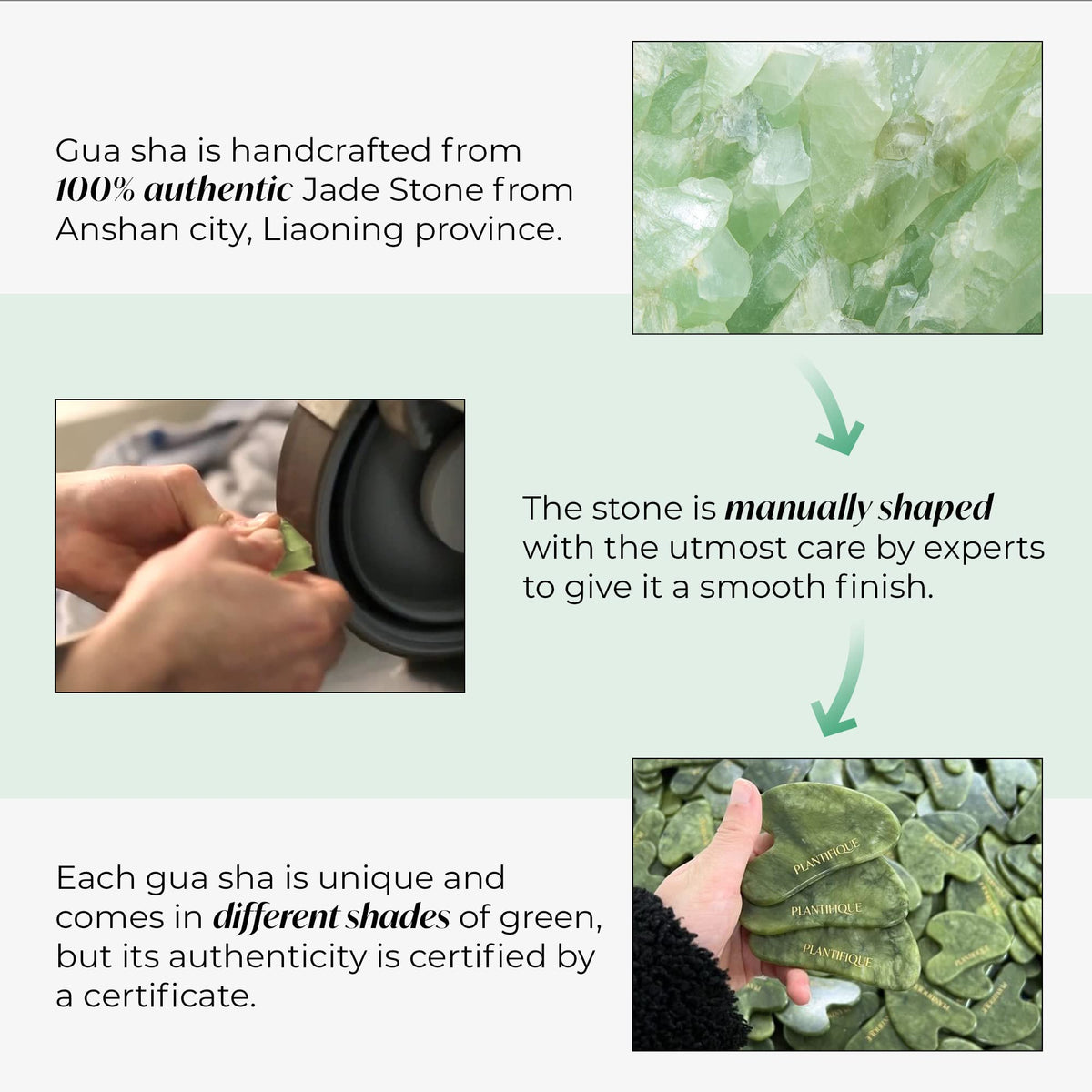 PLANTIFIQUE Jade Gua Sha Tool close-up
