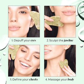 PLANTIFIQUE Jade Gua Sha Tool in use on face
