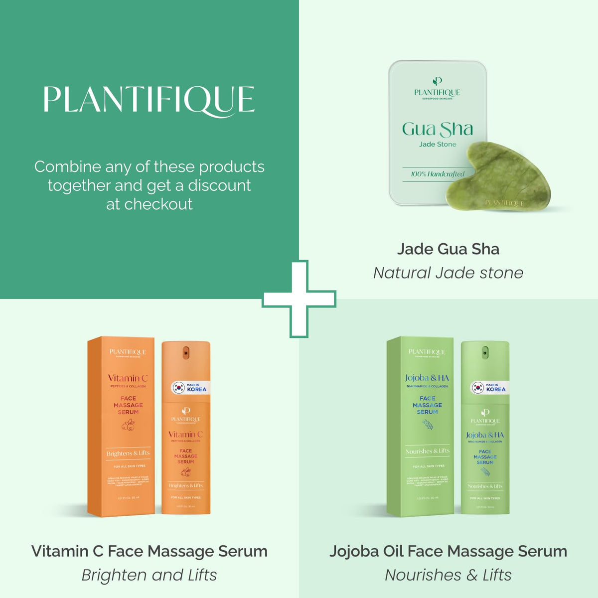 PLANTIFIQUE Jade Gua Sha Tool with packaging