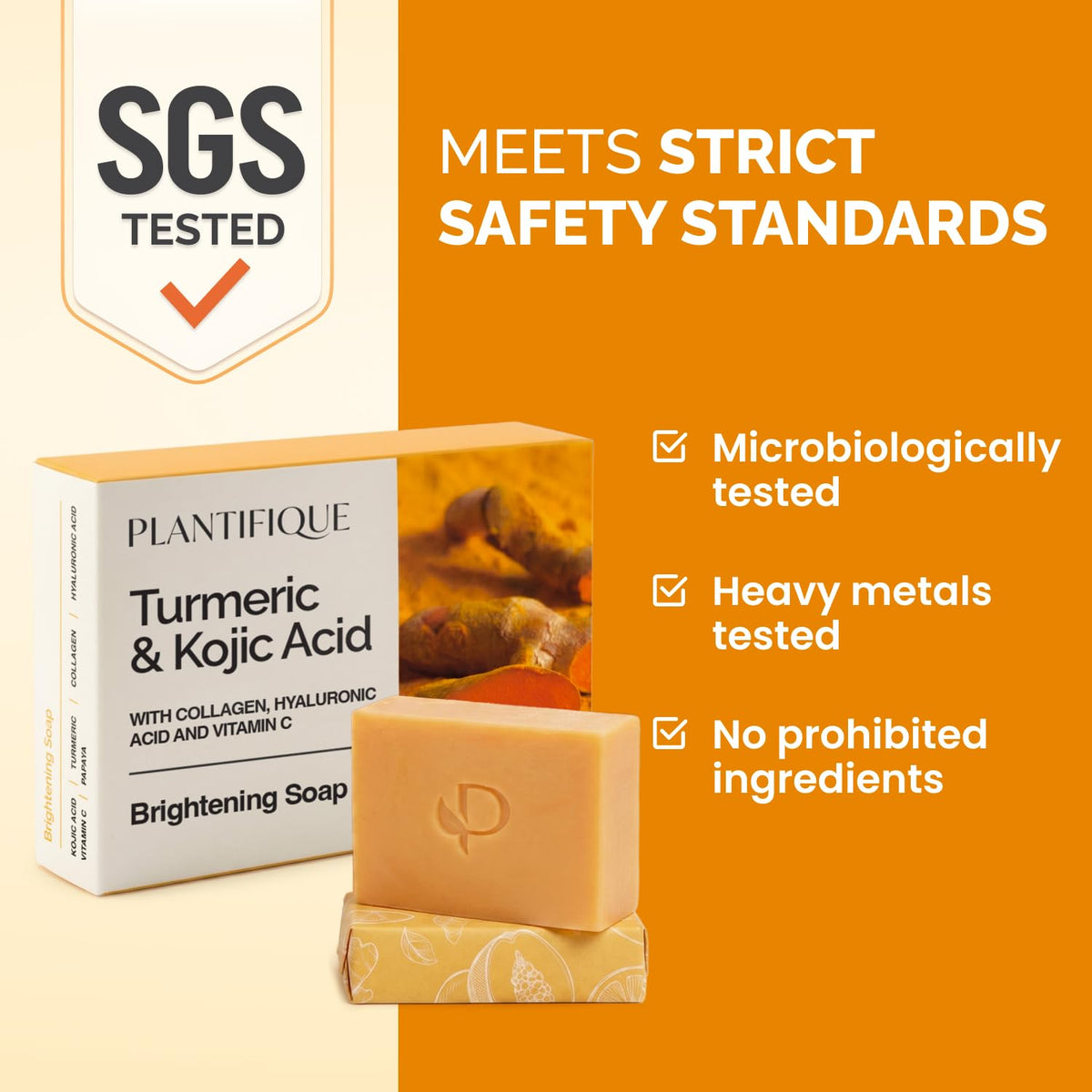 PLANTIFIQUE Kojic Acid and Turmeric Soap in a hand