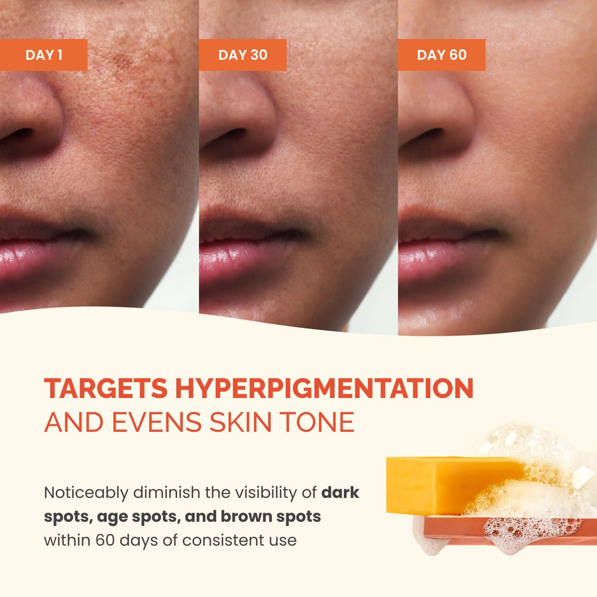 PLANTIFIQUE Kojic Acid and Turmeric Soap lathering on skin