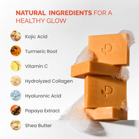 PLANTIFIQUE Kojic Acid and Turmeric Soap with ingredients